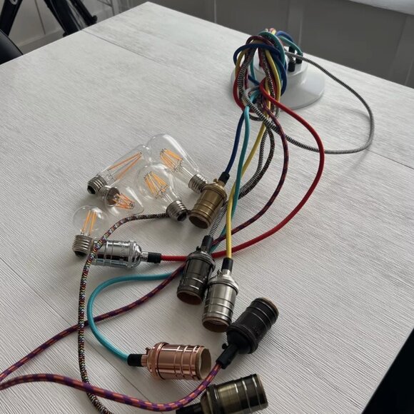 Colored Cords And Edison Bulbs Ceiling Fixture - Picture 2 of 7